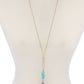 Cut Out Long Oval Bead Tassel Pendant Necklace