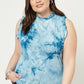 Tie Dye Ruffle High-neck Tank