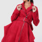 Waist Belt Tacked Faux Suede Coat