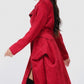 Waist Belt Tacked Faux Suede Coat