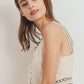 Knit Laced Buttoned Shoulder Strap Top