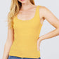 Sleeveless Double Scoop Neck Stripe 2 Ply Rib Knit Top