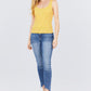 Sleeveless Double Scoop Neck Stripe 2 Ply Rib Knit Top
