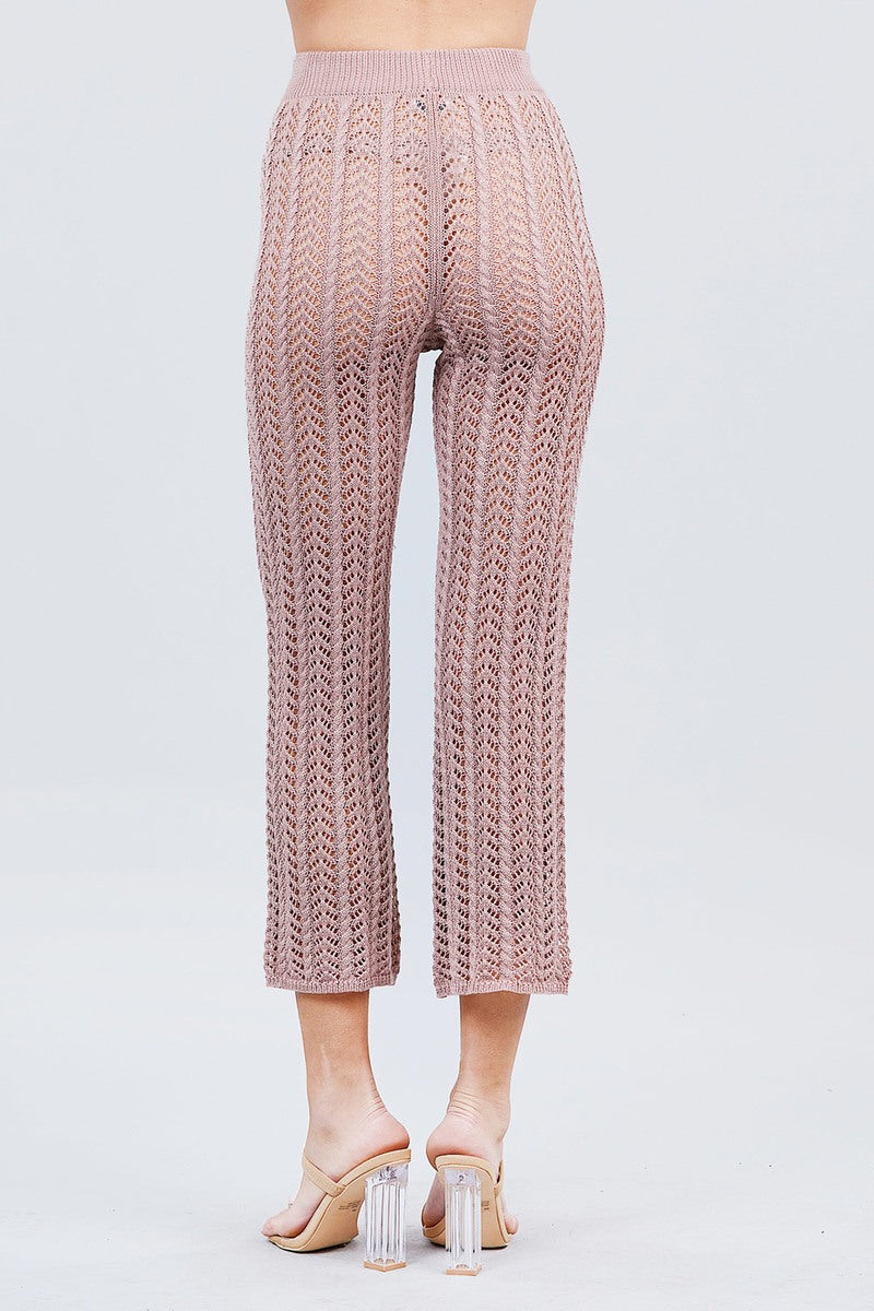 Flare Long Fishnet Sweater Pants