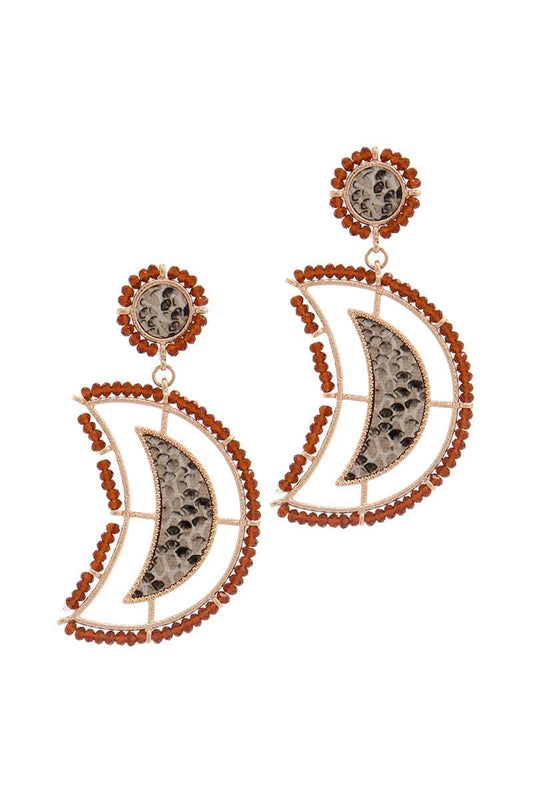 Beaded Snake Pattern Post Drop Earring