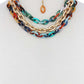 Triple Layer Multi Color Thick Chain Necklace And Earring Set