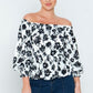 Long Sleeves Off Shoulder Neckline Printed Shirt