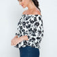 Long Sleeves Off Shoulder Neckline Printed Shirt