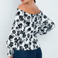 Long Sleeves Off Shoulder Neckline Printed Shirt