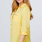 3/4 Roll Up Sleeve Pocket W/zipper Detail Woven Blouse