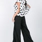 Cascade Ruffle Detail Polka Dot Print Top