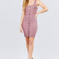 Sleeveless Deep Square Neck Button Down Detail Mini Woven Dress