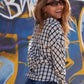 White Black Plaid Asymmetrical Front Button Down Top