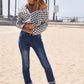 White Black Plaid Asymmetrical Front Button Down Top