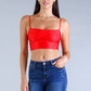 Sexy Spaghetti Strap Darted Under Bust Crop Top