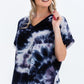 Tie-dye Top Featured In A V-neckline And Cuff Sort Sleeves