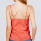 V-neck w/front bow tie eyelet woven cami top