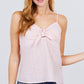 V-neck w/front bow tie eyelet woven cami top