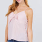 V-neck w/front bow tie eyelet woven cami top
