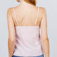 V-neck w/front bow tie eyelet woven cami top