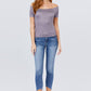 Short Sleeve Off The Shoulder Smocked Rayon Spandex Top