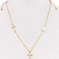 Triple Cross And Pearl Pendant Endless Necklace