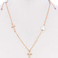 Triple Cross And Pearl Pendant Endless Necklace