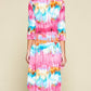 Tie-dye Venechia High Low Fashion Top With 3/4 Sleeves