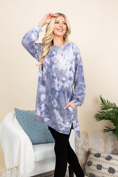 Ultra Cozy Tie Dye French Terry Brush Oversize Casual Pullover