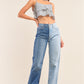 White And Navy Sleeveless Polka Square Layered Smock Back Cropped Top