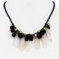Black And Gold Balls With Tassel Statement Necklace