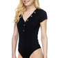 Button V-neck Bodysuit