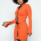 Stretchable Long Sleeve Cropped Top High-waist Mini Skirt