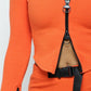 Stretchable Long Sleeve Cropped Top High-waist Mini Skirt