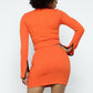 Stretchable Long Sleeve Cropped Top High-waist Mini Skirt