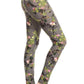 5-inch Long Yoga Style Banded Lined Floral Printed Knit Legging With High Waist