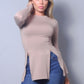 Sleek & Chic Fall Long Sleeve Slitted Top