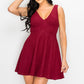 V-neck Back Cutout Skater Dress