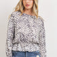 Ruffled Waist Drop Shoulder Long Sleeve Top
