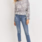 Ruffled Waist Drop Shoulder Long Sleeve Top