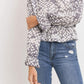 Ruffled Waist Drop Shoulder Long Sleeve Top