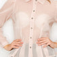 Organza Pleated Long Sleeve Blouse