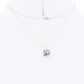 2 Layered Chain Metal Square Marbling Stone Pendant Necklace