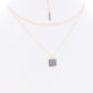 2 Layered Chain Metal Square Marbling Stone Pendant Necklace
