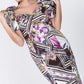 Puff Sleeve Bodycon Print Dress