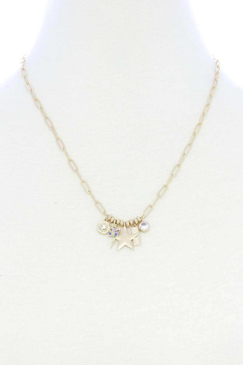 Dainty Star Lighting Bolt Charm Metal Necklace