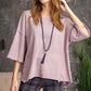 3/4 Slvs Mineral Washed Terry Knit Boxy Top