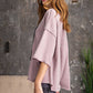 3/4 Slvs Mineral Washed Terry Knit Boxy Top