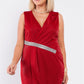 Sleeveless V-neck Asymmetrical Wrap Rhinestones Detail Fitted Mini Blazer Dress