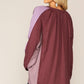 Textured Color Mixed Tassel Tie Peasant Top With Reverse Stitch Detail